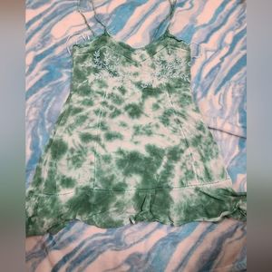 Hand tie dyed green embroidered dress